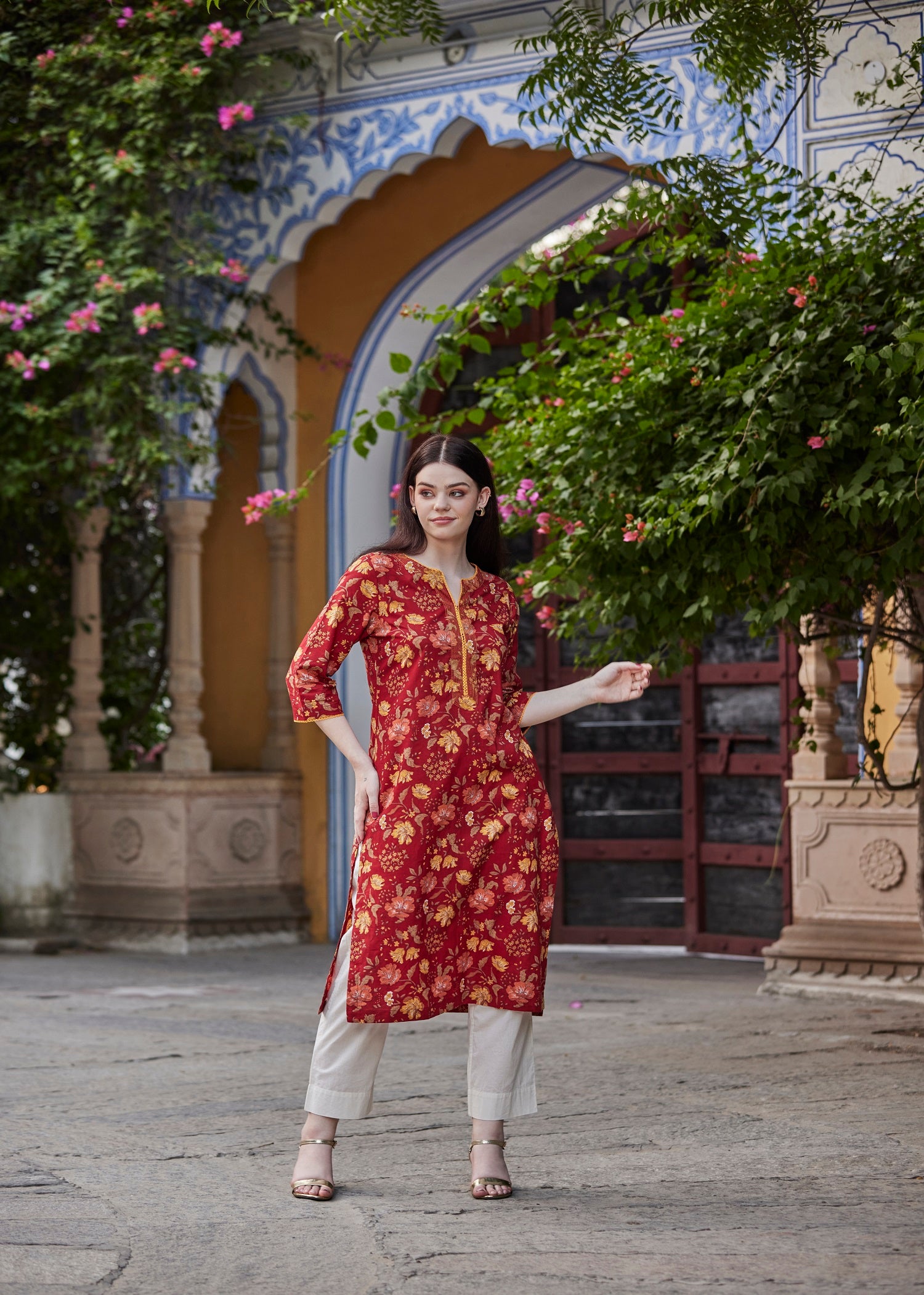 Regular Red Kurta