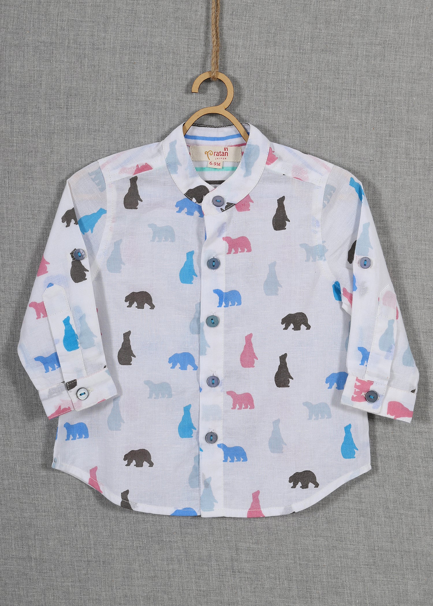 Bear white Cotton Shirt Baby Boy (6-24 months)