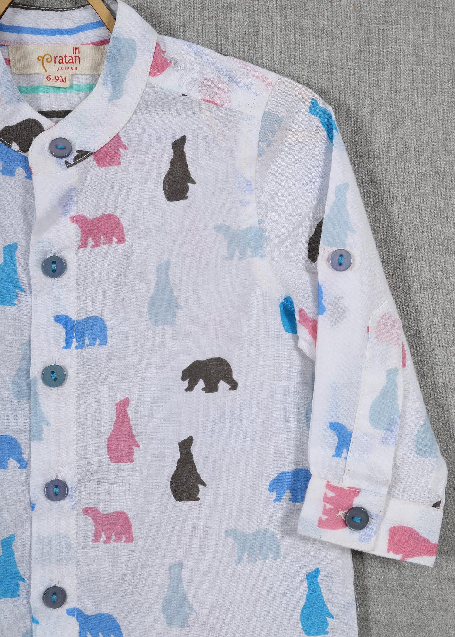 Bear white Cotton Shirt Baby Boy (6-24 months)