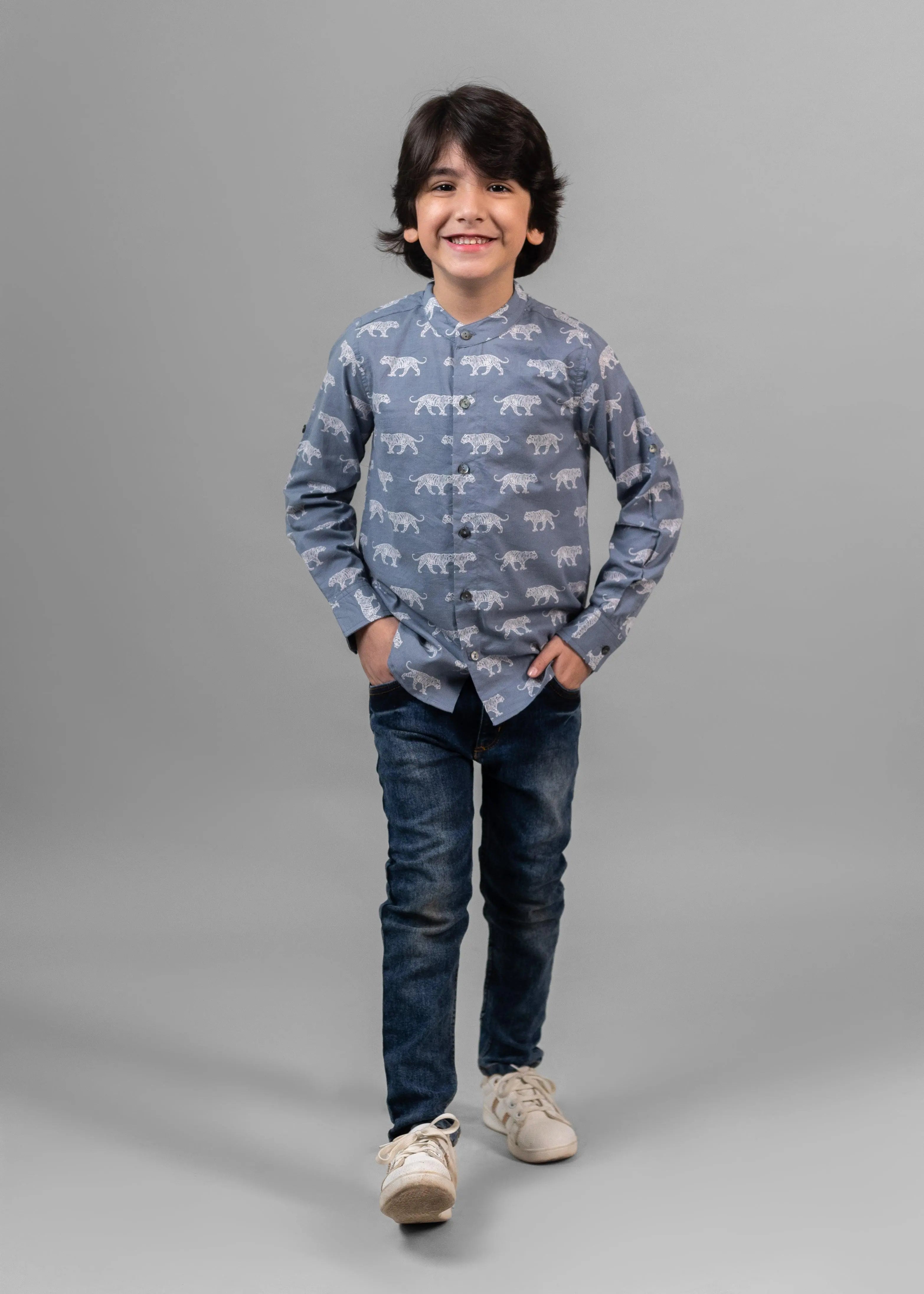 Baagh Grey Cotton Full Sleeves Shirt (6 Months to 12 Years)