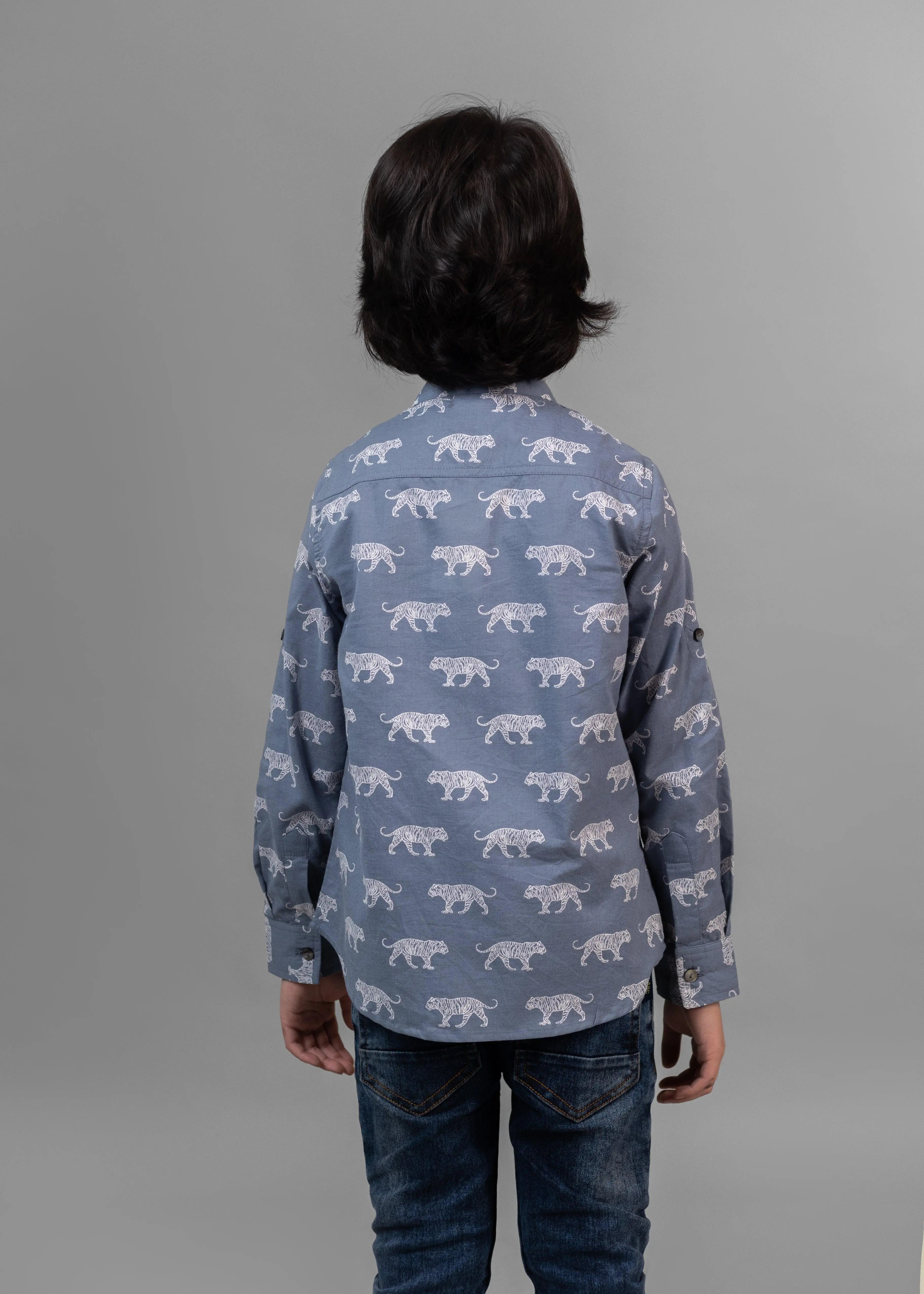 Baagh Grey Cotton Full Sleeves Shirt (6 Months to 12 Years)