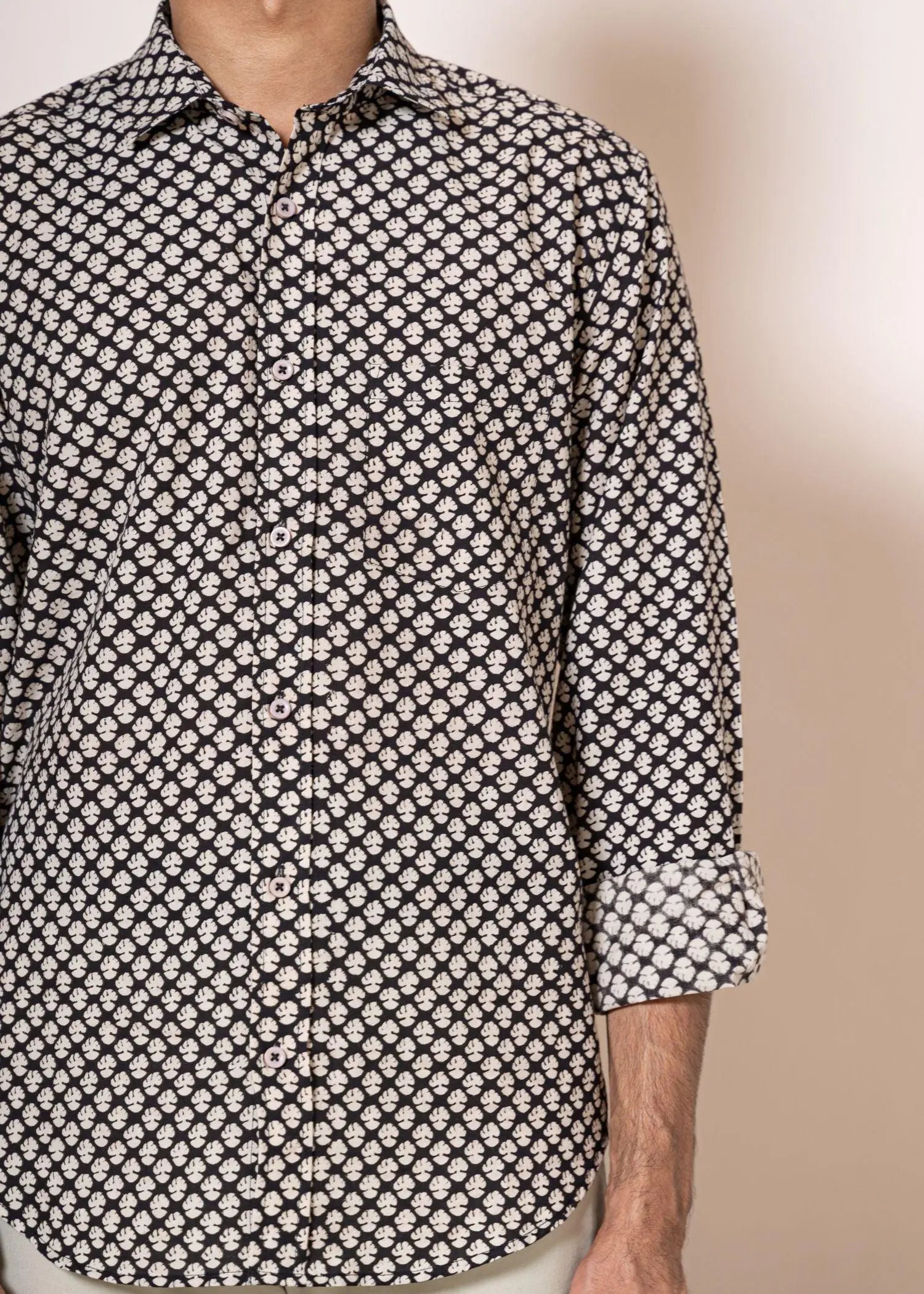 Abstract Buti Black And Beige Cotton Full Sleeves Shirt