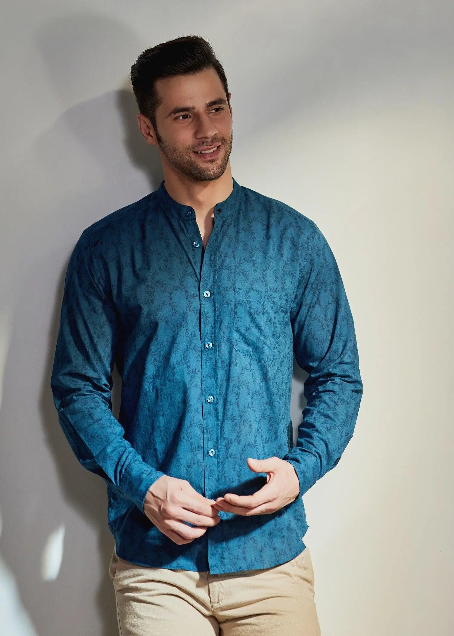 Mountain Jaal Navy Cotton Full sleeves shirt