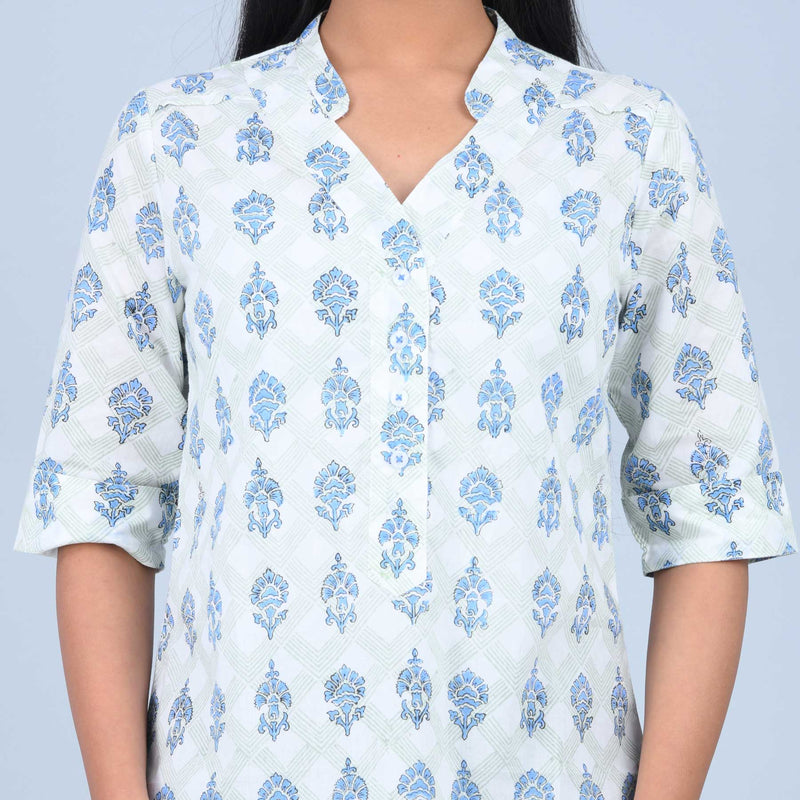 Green and Blue Cotton D Shirt