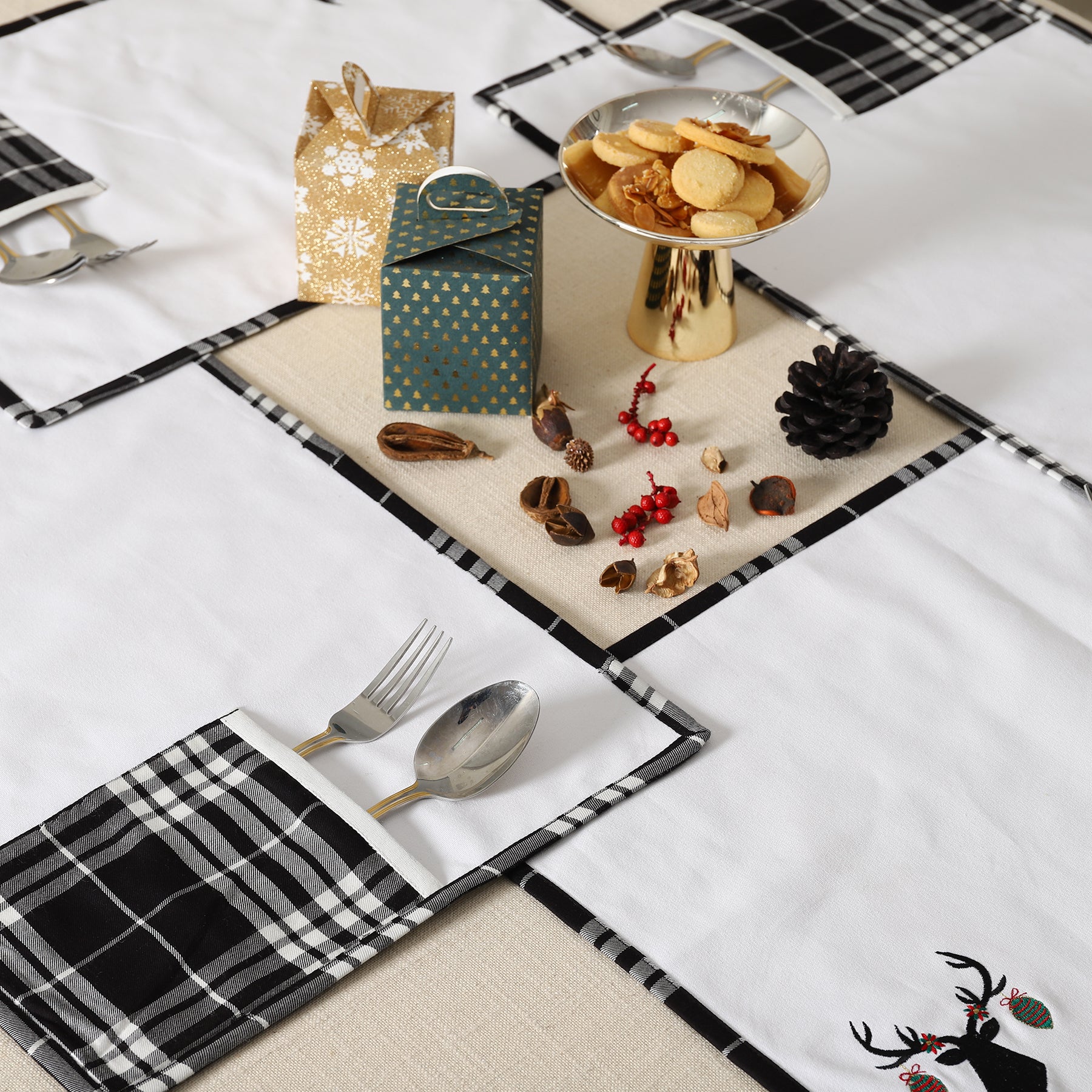 Black Cotton Table Mat Set of 6