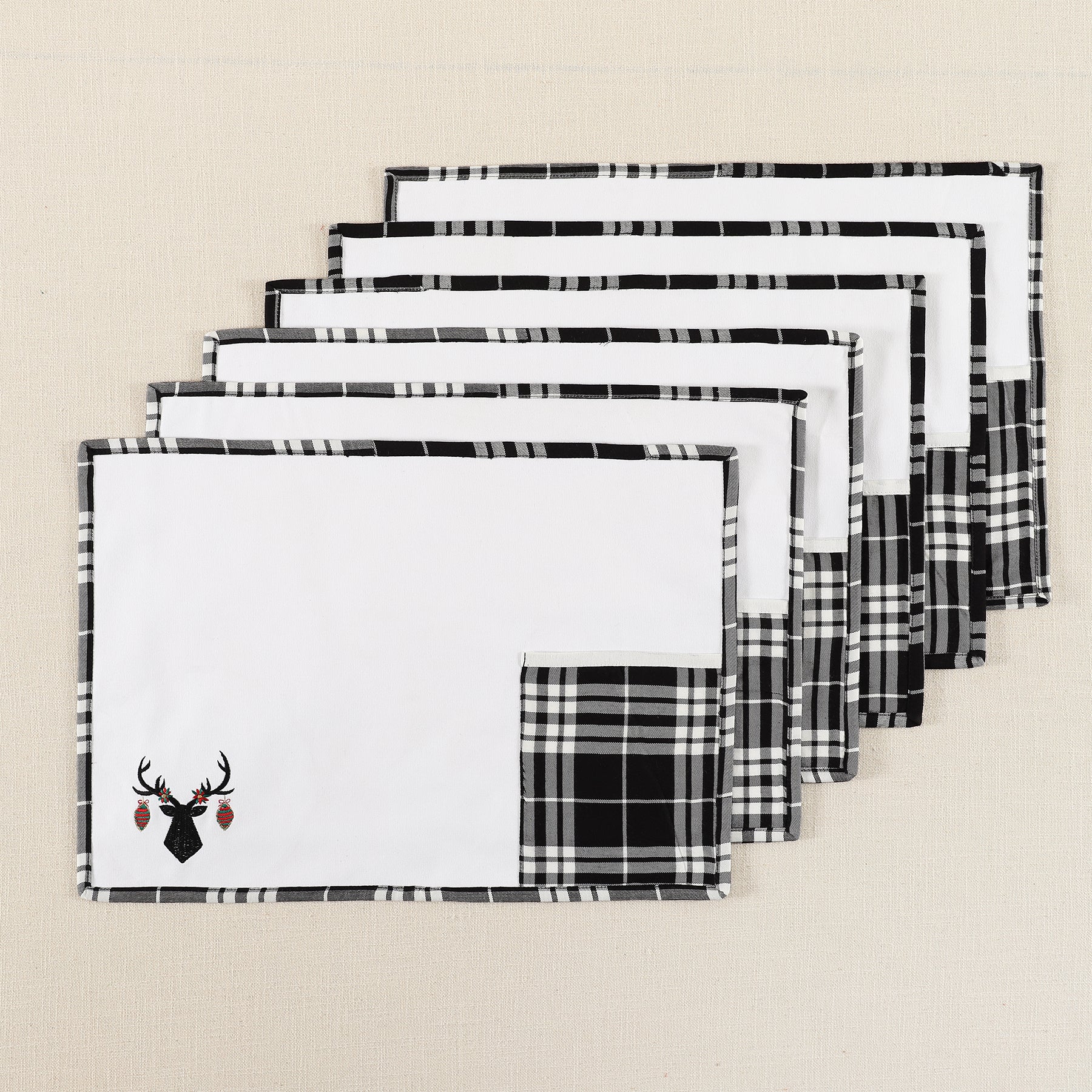 Black Cotton Table Mat Set of 6