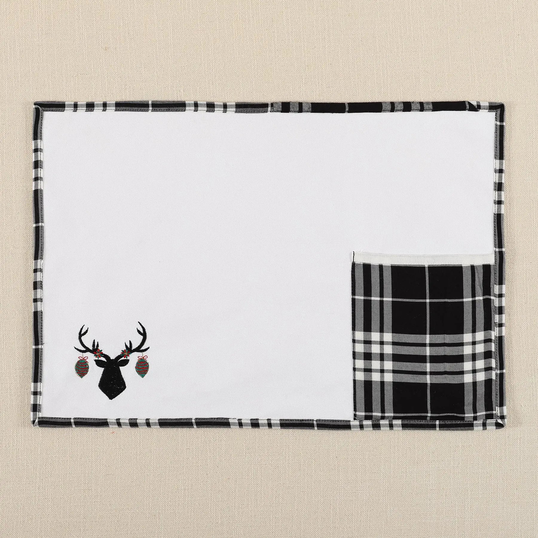 Black Cotton Table Mat Set of 6