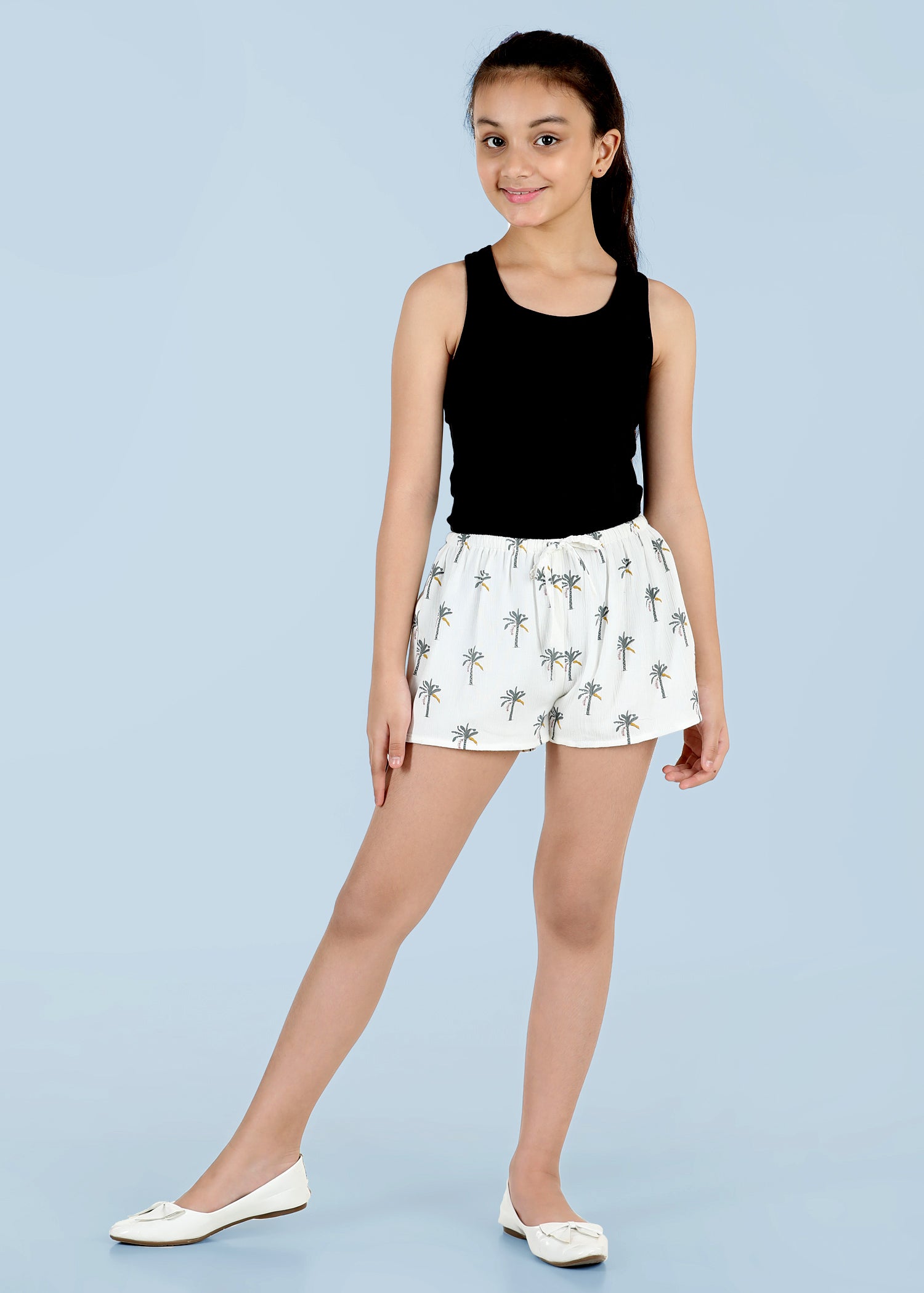 Snooze Palm White Shorts Girl (1-14yrs)