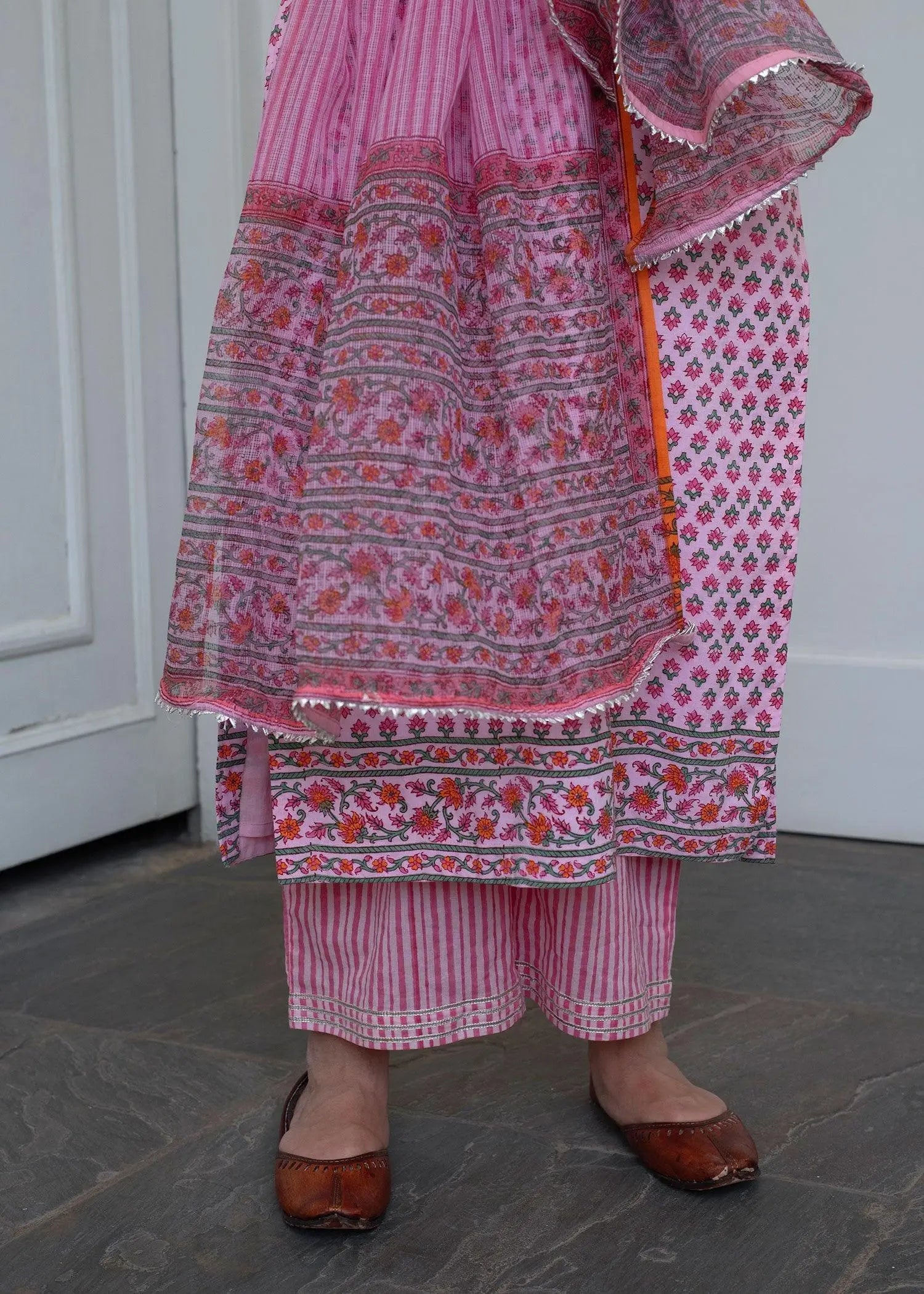 Pink Hand Block Print Cotton Suit Set