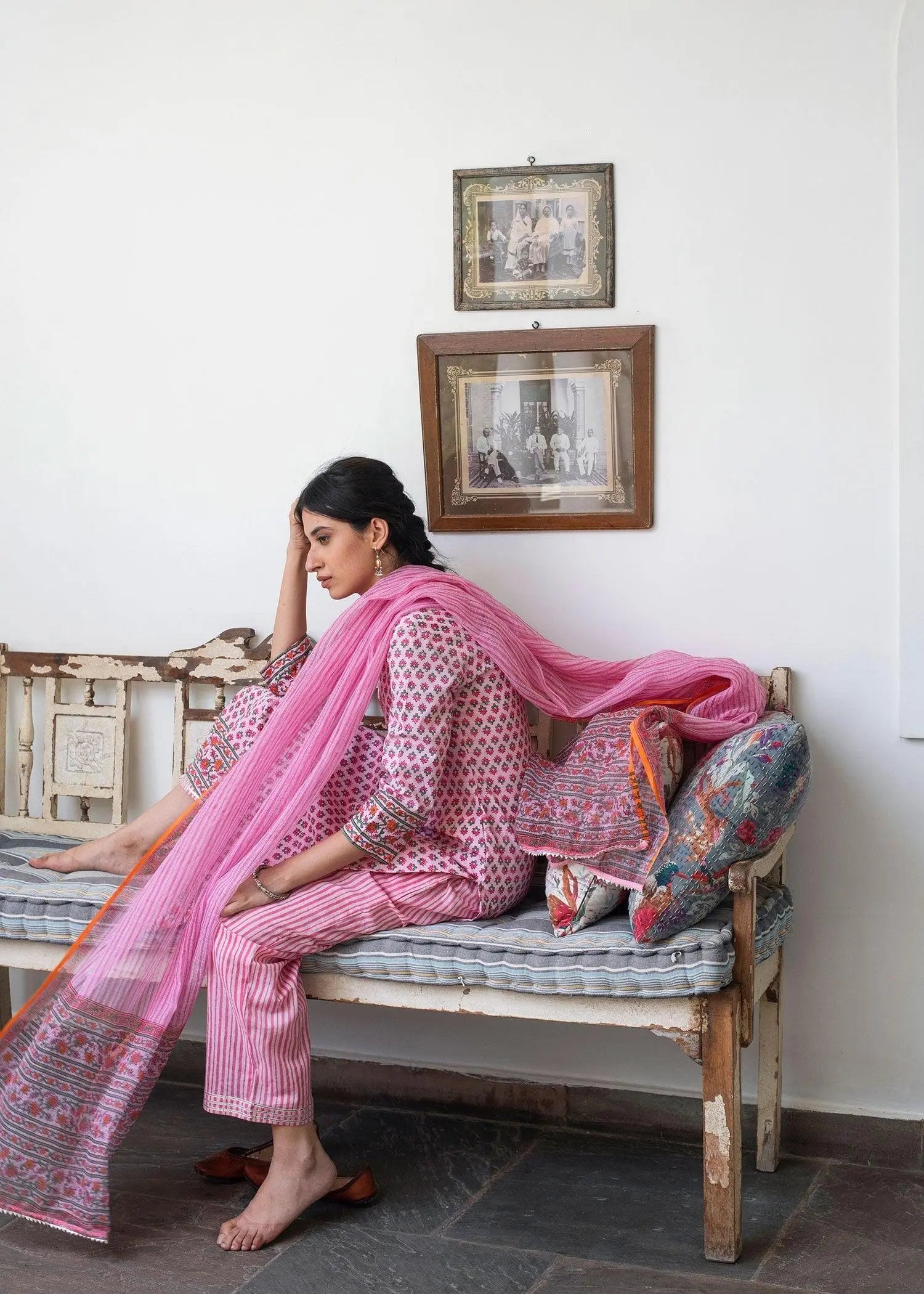 Pink Hand Block Print Cotton Suit Set