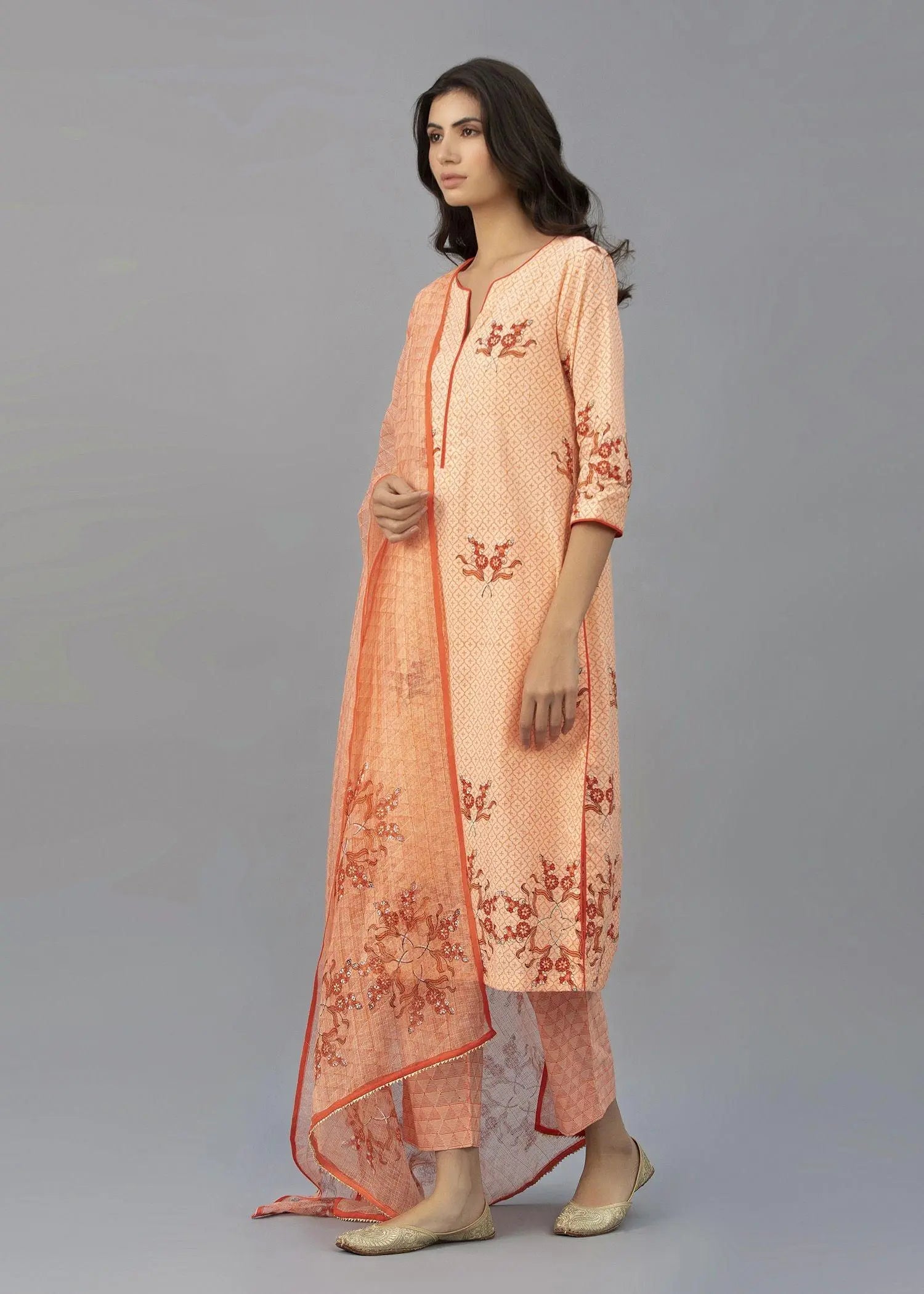 Regular Peach Cotton Suit Set