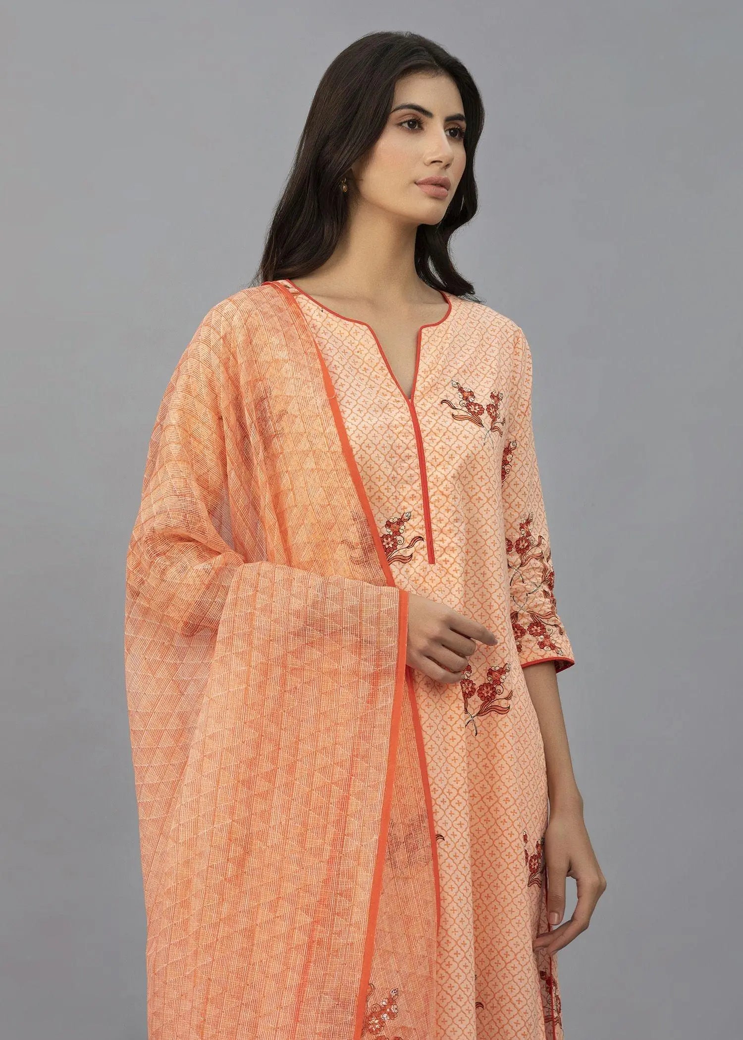 Regular Peach Cotton Suit Set