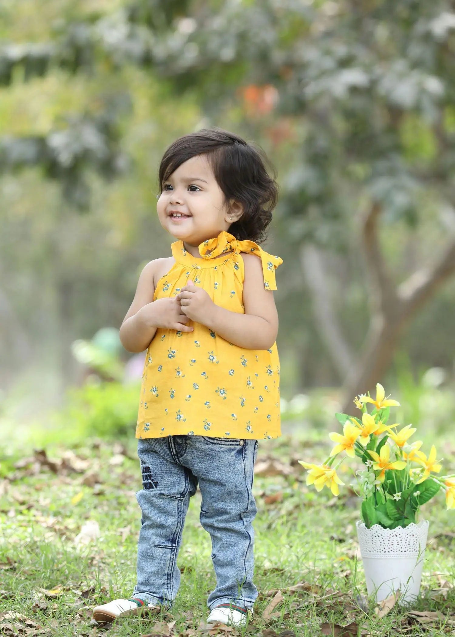 Aditi Bloom Yellow Cotton Top Baby Girl (6 to 24 Month)