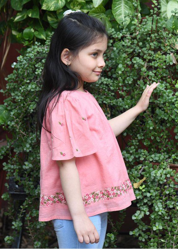 Lilac Peach Embroidered Top (2 to 12 Years)