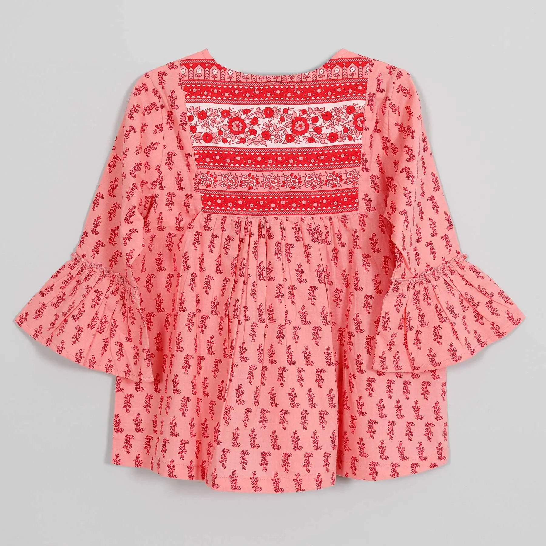 Yukta Peach Cotton Top Girl (2-12 Years)