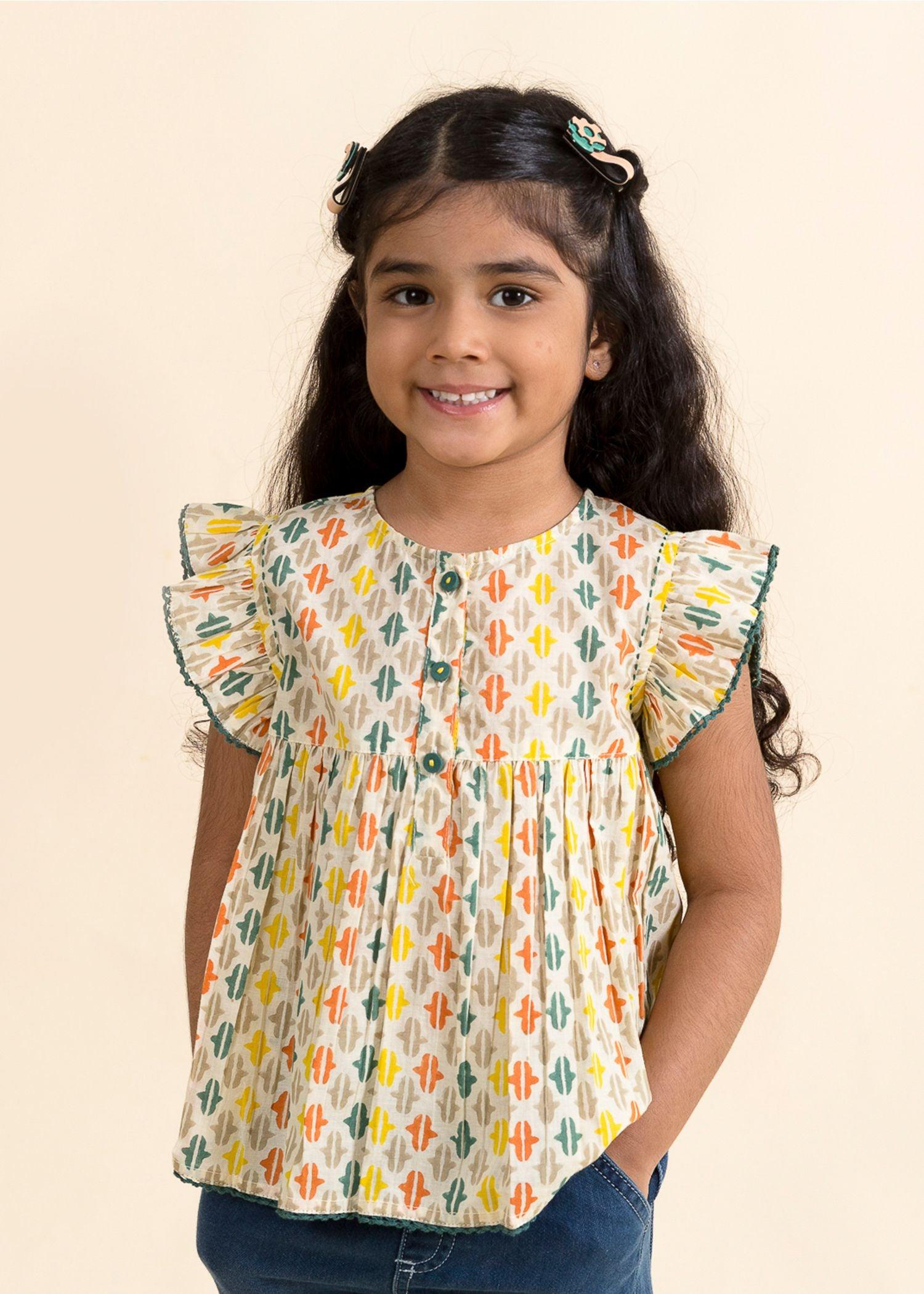 Keahi Replica Yellow Cotton Top Girl (2Yrs to 12 Yrs)