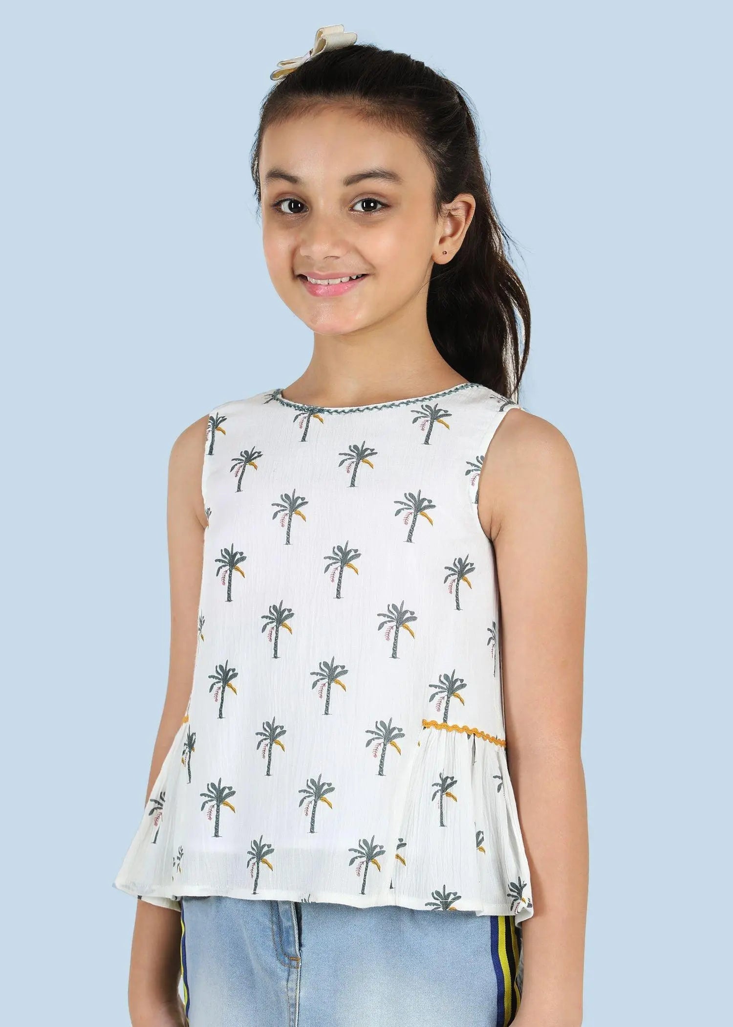 Noor Palm White Top Girl (2-9yrs)