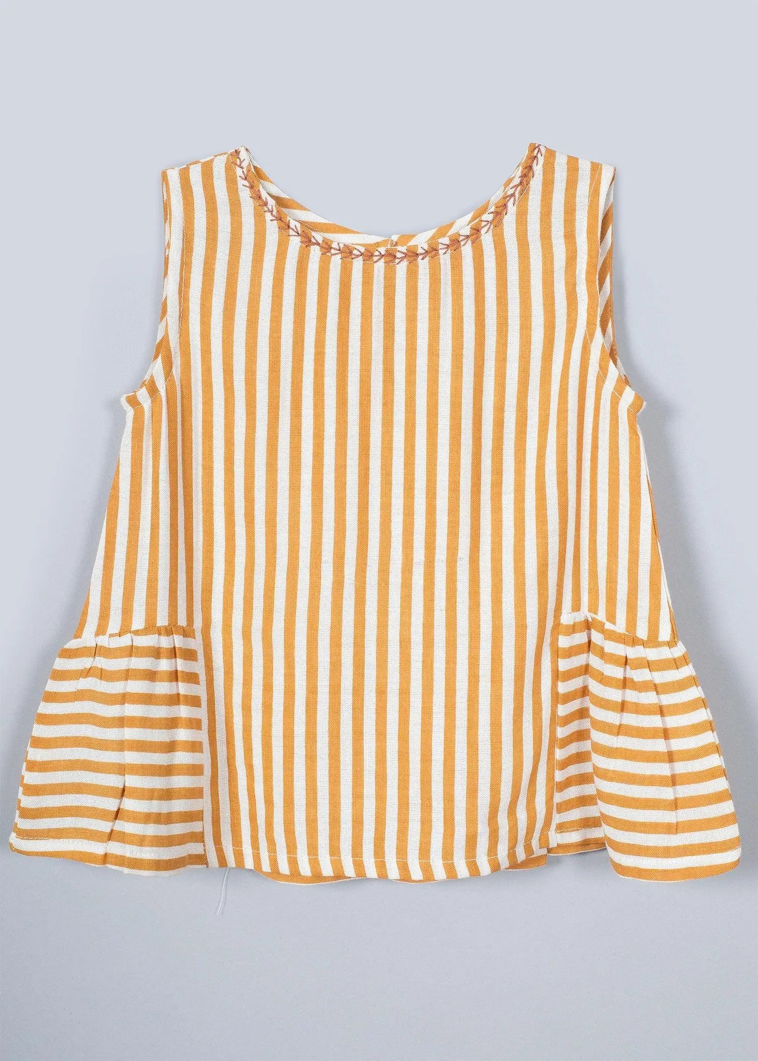 Noor Yellow Stripes Viscose Top Girl (2-9 Years)