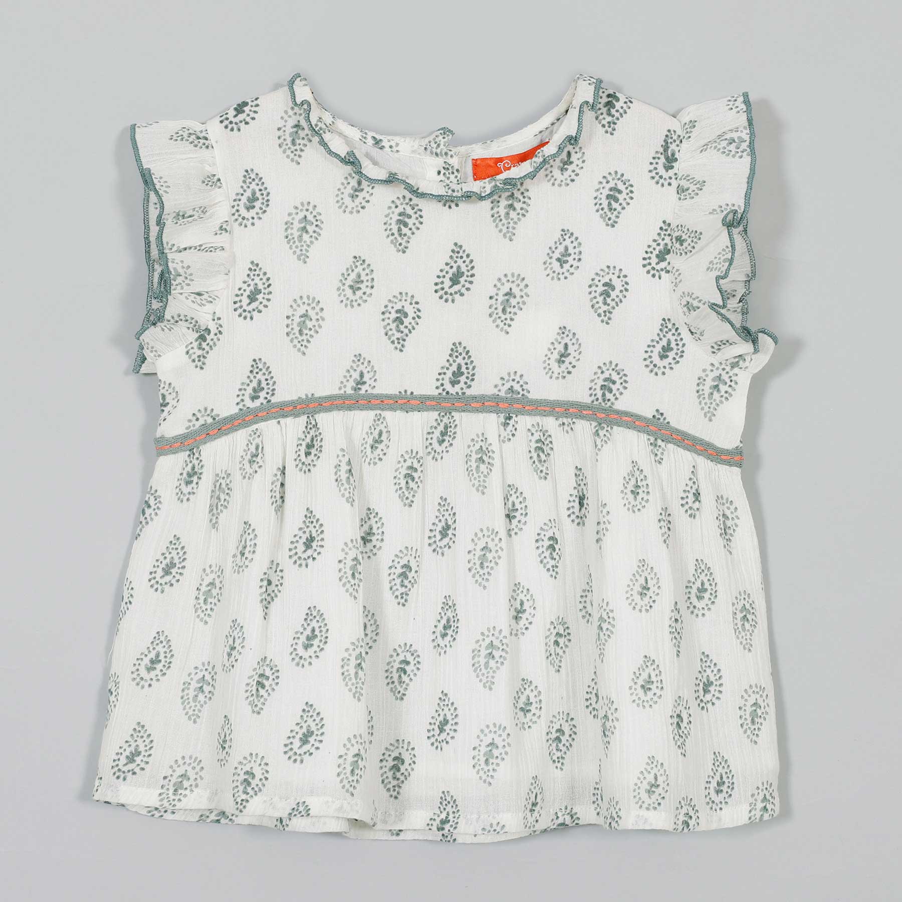 Takshita White Cotton Top Girl (2-9 Years)