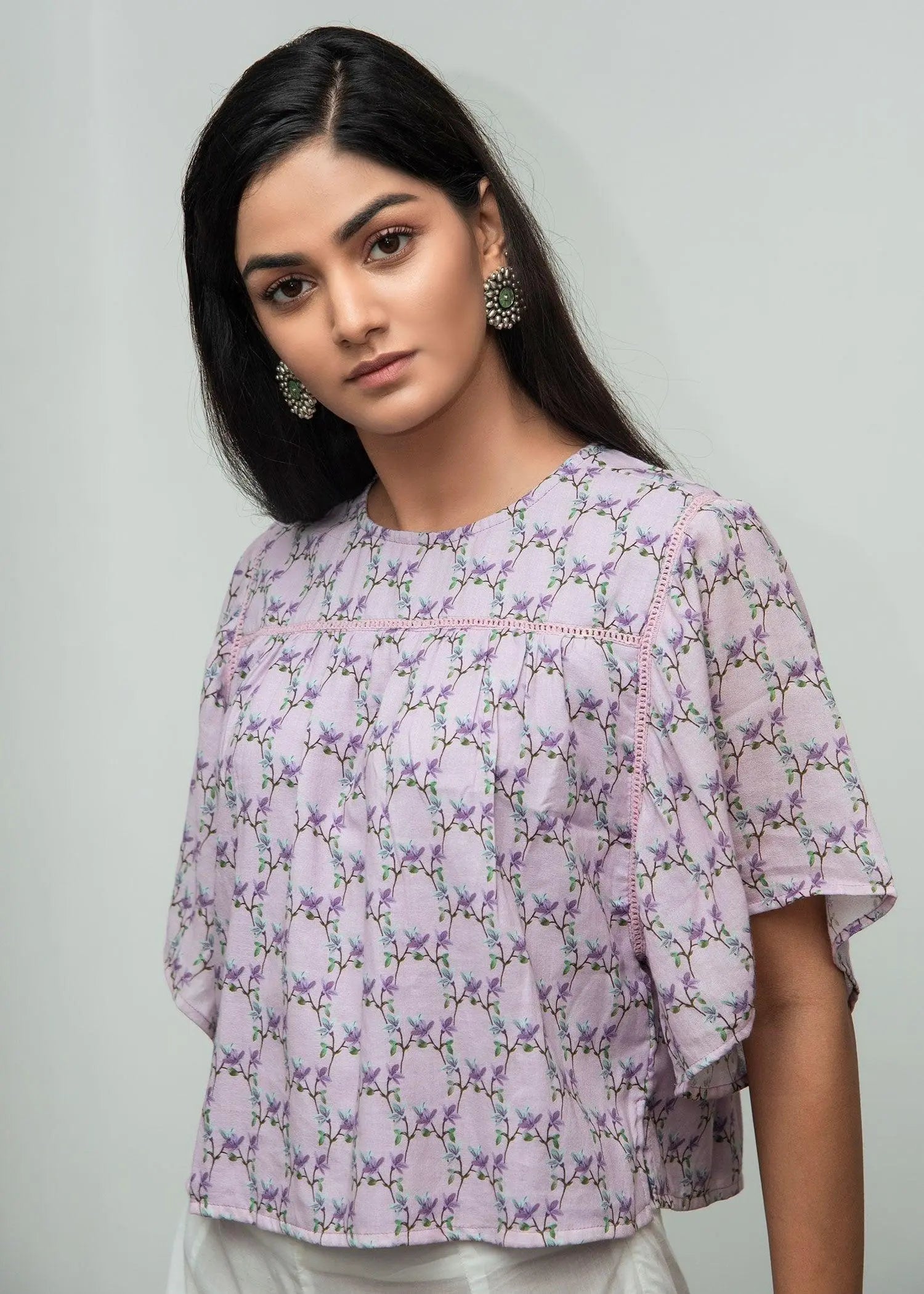 Emily Lilac Cotton Moss Top