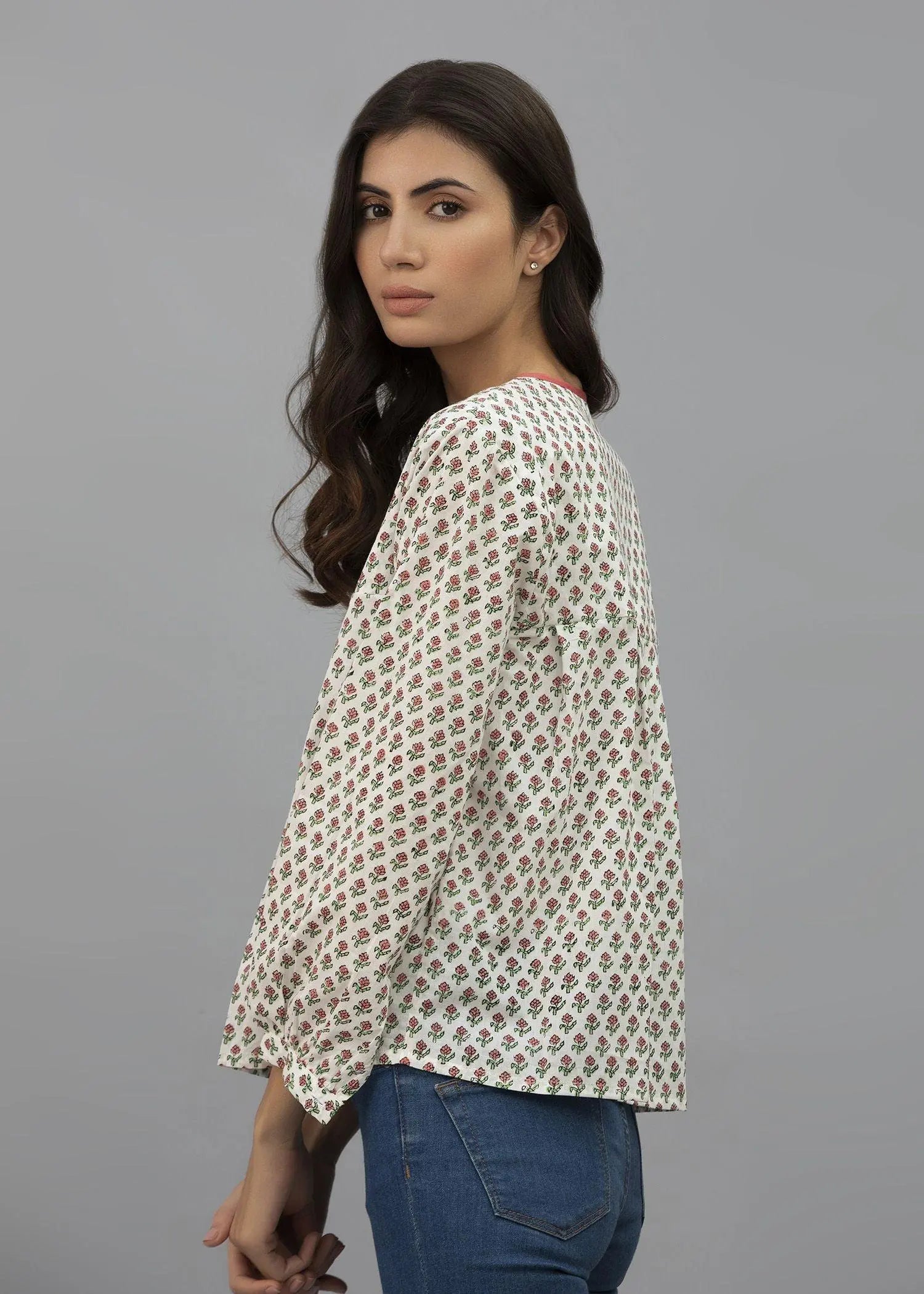 Mehar White and Pink Cotton Top