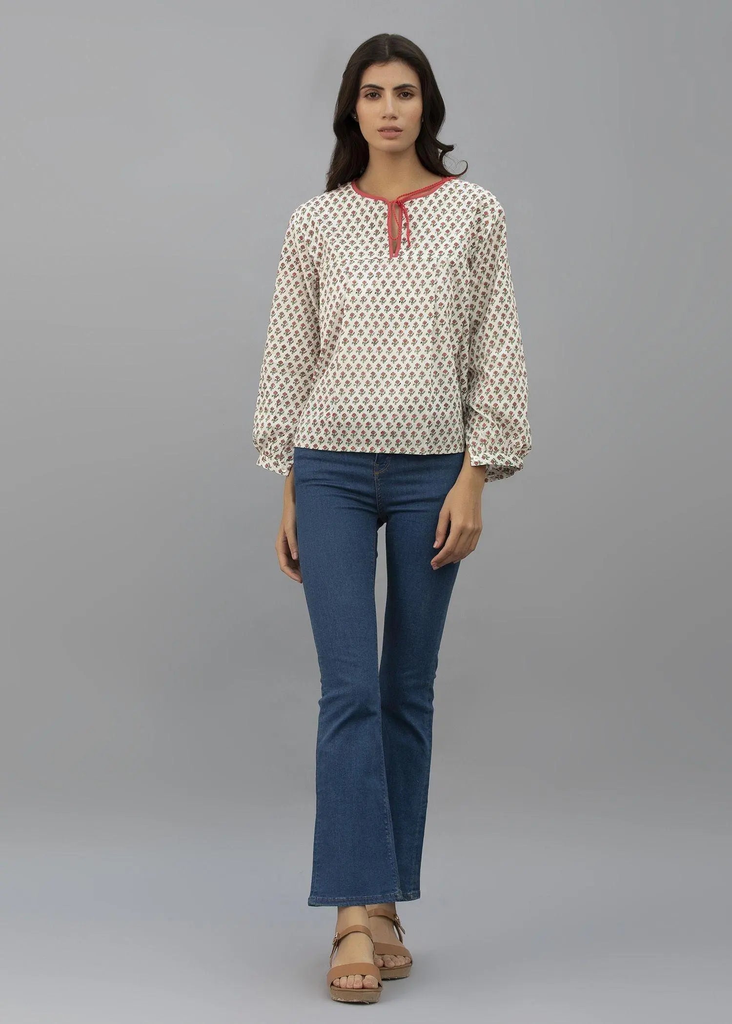 Mehar White and Pink Cotton Top