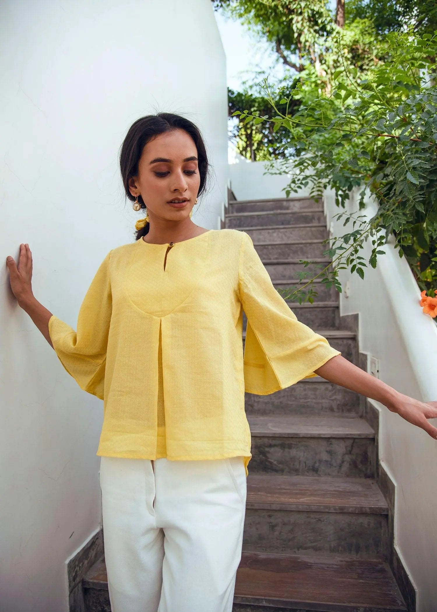 Bindu Yellow Cotton Top