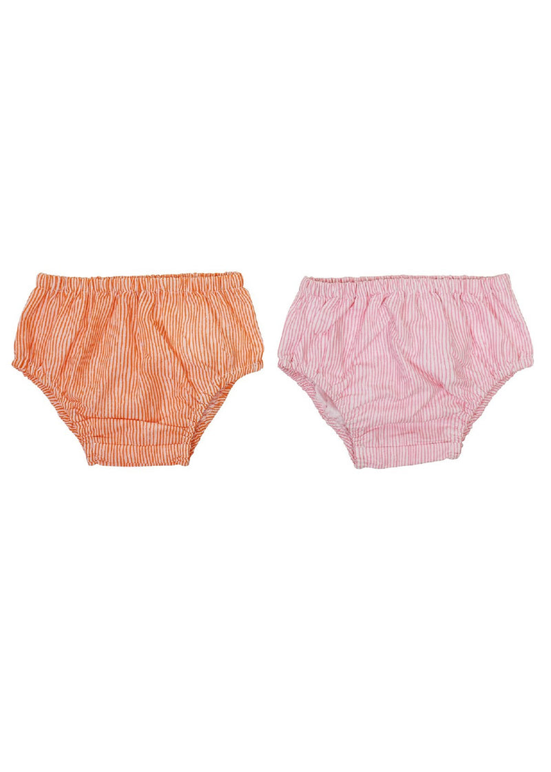 Pink and Orange Cotton Bloomer Unisex (0-6 Month) (Set of 2)