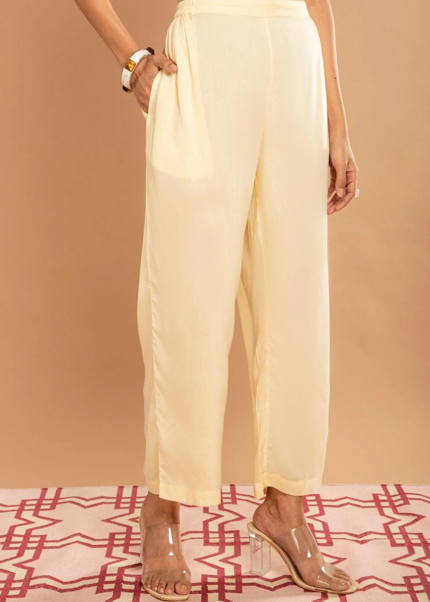 Puja Cream Modal Viscose Pants